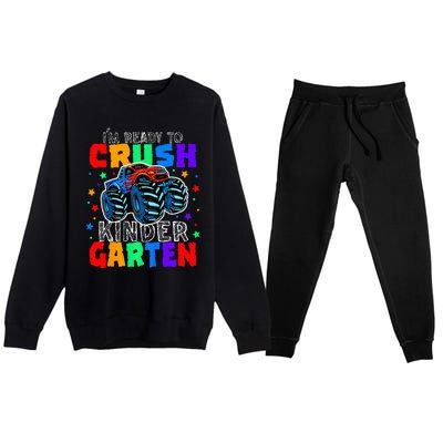 I'm Ready to Crush Kindergarten Monster Truck Premium Crewneck Sweatsuit Set