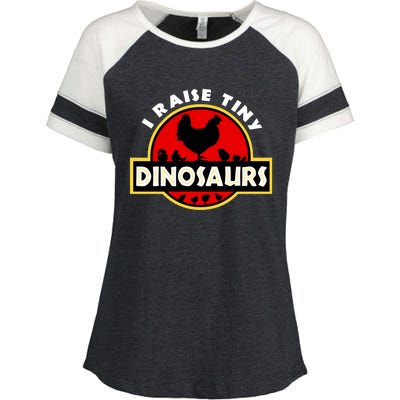 I Raise Tiny Dinosaurs Chicken Lover Gift Enza Ladies Jersey Colorblock Tee