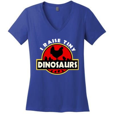 I Raise Tiny Dinosaurs Chicken Lover Gift Women's V-Neck T-Shirt