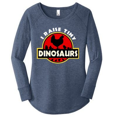 I Raise Tiny Dinosaurs Chicken Lover Gift Women's Perfect Tri Tunic Long Sleeve Shirt