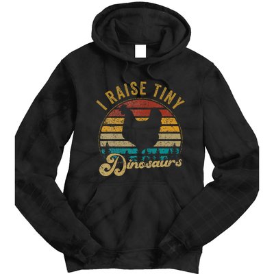 I Raise Tiny Dinosaurs Vintage 70s Chicken Tie Dye Hoodie