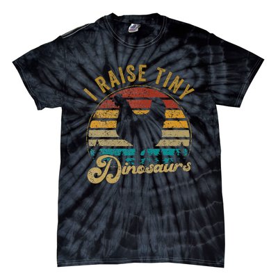 I Raise Tiny Dinosaurs Vintage 70s Chicken Tie-Dye T-Shirt