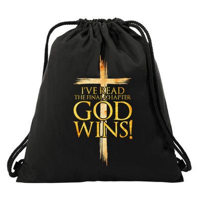 IVe Read The Final Chapter God Wins Christian Faith Cross Drawstring Bag