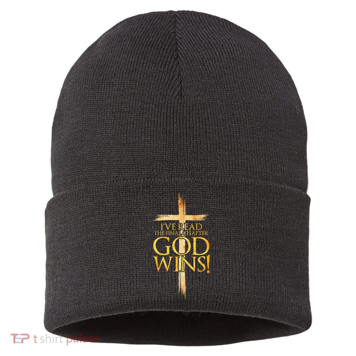 IVe Read The Final Chapter God Wins Christian Faith Cross Sustainable Knit Beanie