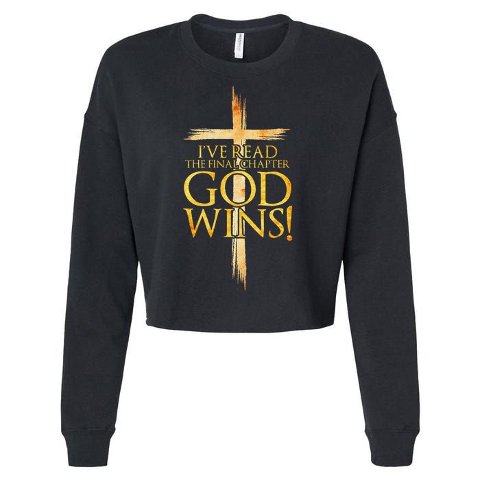 IVe Read The Final Chapter God Wins Christian Faith Cross Cropped Pullover Crew