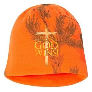 IVe Read The Final Chapter God Wins Christian Faith Cross Kati - Camo Knit Beanie