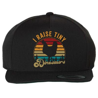 I Raise Tiny Dinosaurs Vintage Retro 70S Chicken Silhouette Wool Snapback Cap