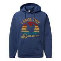 I Raise Tiny Dinosaurs Vintage Retro 70S Chicken Silhouette Performance Fleece Hoodie