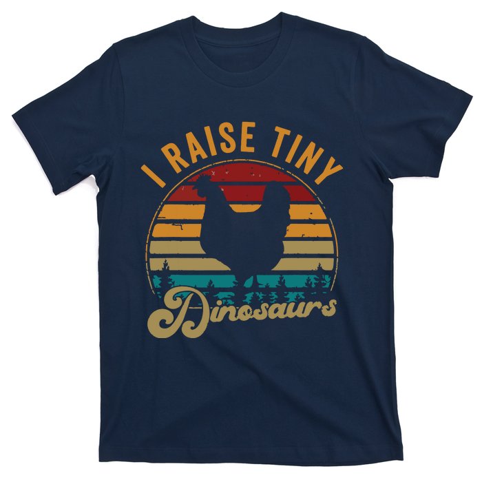 I Raise Tiny Dinosaurs Vintage Retro 70S Chicken Silhouette T-Shirt