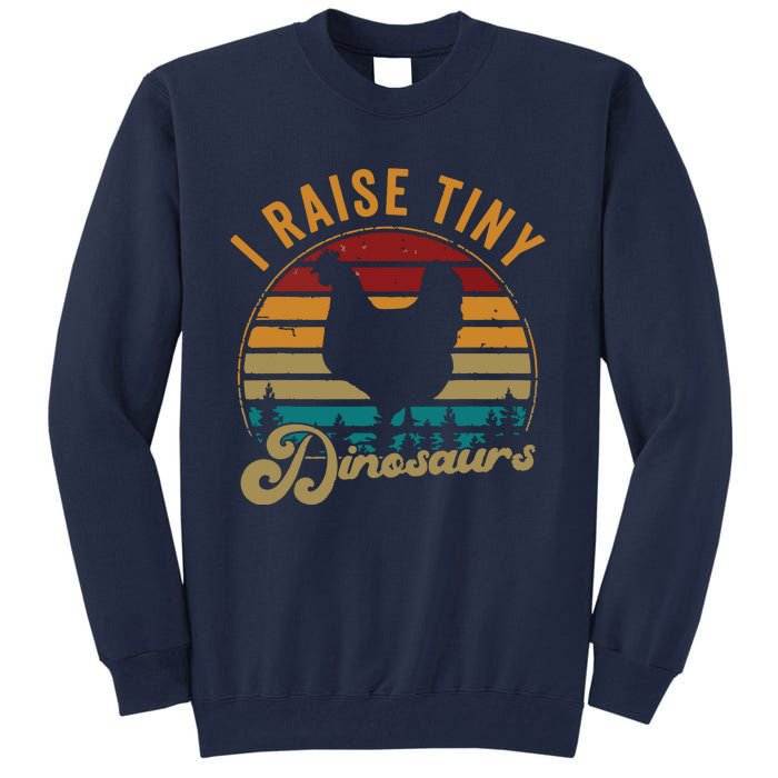 I Raise Tiny Dinosaurs Vintage Retro 70S Chicken Silhouette Tall Sweatshirt