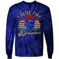 I Raise Tiny Dinosaurs Vintage Retro 70S Chicken Silhouette Tie-Dye Long Sleeve Shirt