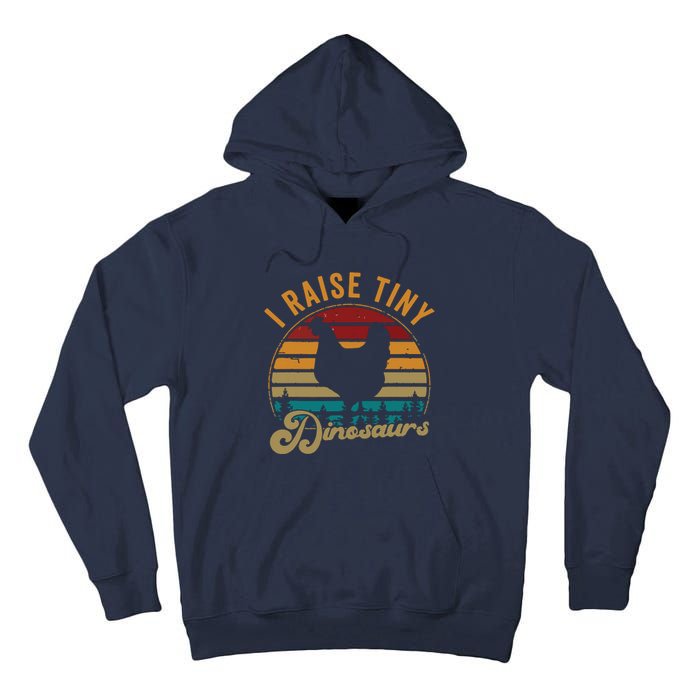 I Raise Tiny Dinosaurs Vintage Retro 70S Chicken Silhouette Tall Hoodie