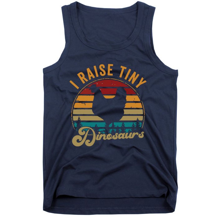 I Raise Tiny Dinosaurs Vintage Retro 70S Chicken Silhouette Tank Top