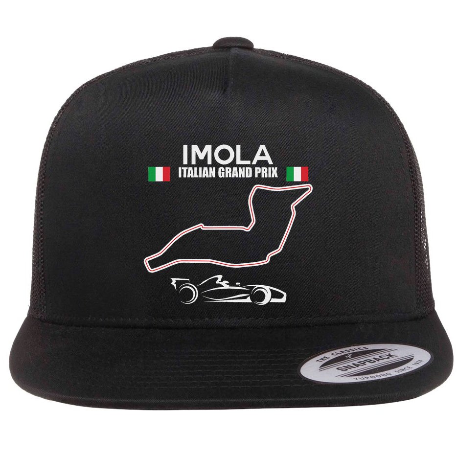 Imola Race Track Formula Racing Car Italian Flat Bill Trucker Hat
