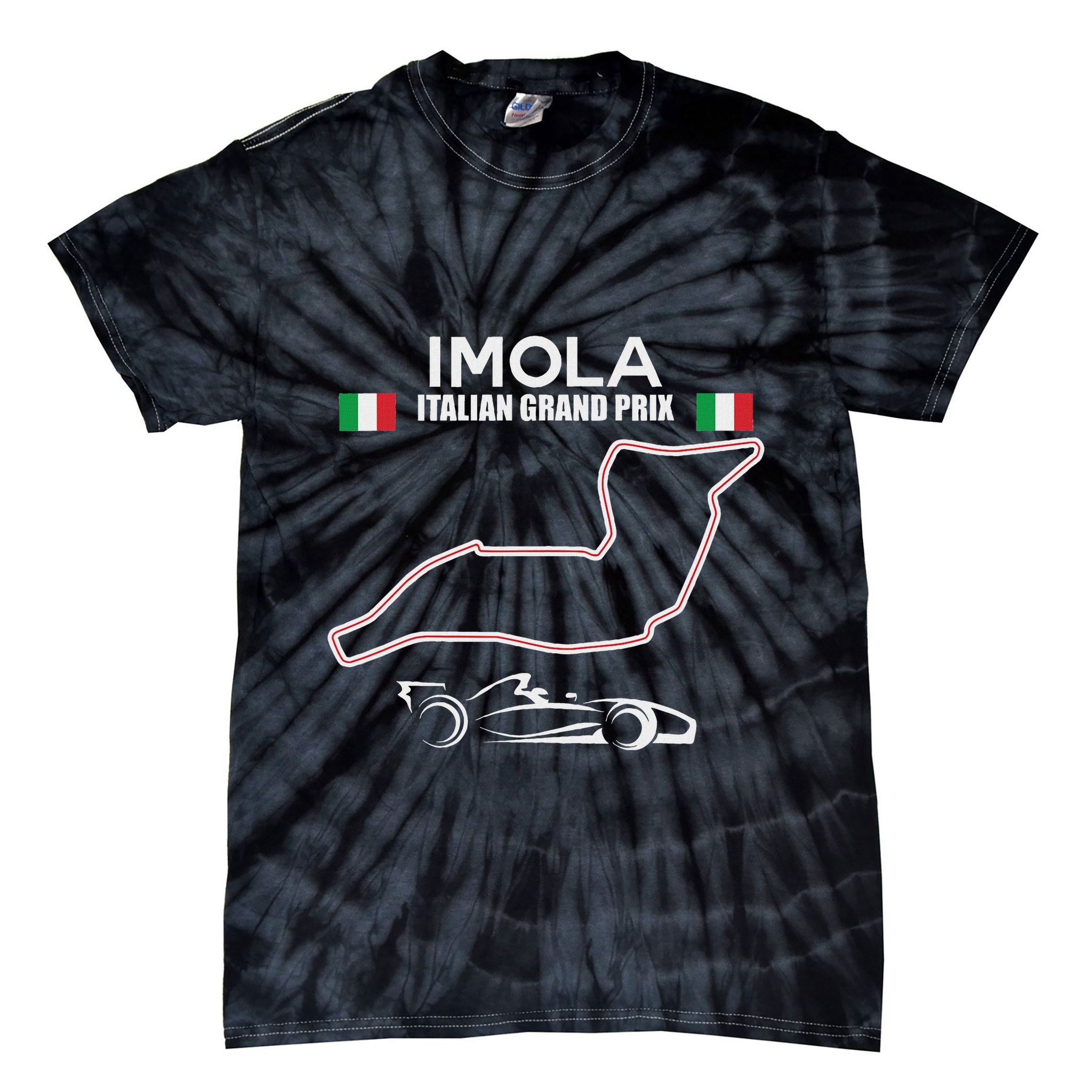Imola Race Track Formula Racing Car Italian Tie-Dye T-Shirt