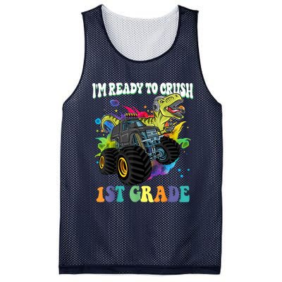 Im Ready To Crush 1st Grade Dinosaur Back To School Mesh Reversible Basketball Jersey Tank