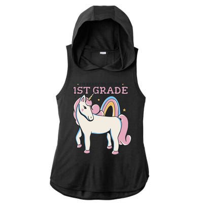 I'm Ready To Crush 1st Grade Rainbow Unicorn Ladies PosiCharge Tri-Blend Wicking Draft Hoodie Tank