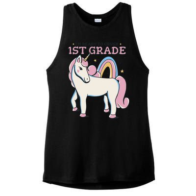 I'm Ready To Crush 1st Grade Rainbow Unicorn Ladies PosiCharge Tri-Blend Wicking Tank