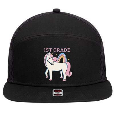 I'm Ready To Crush 1st Grade Rainbow Unicorn 7 Panel Mesh Trucker Snapback Hat