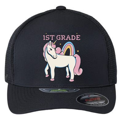 I'm Ready To Crush 1st Grade Rainbow Unicorn Flexfit Unipanel Trucker Cap