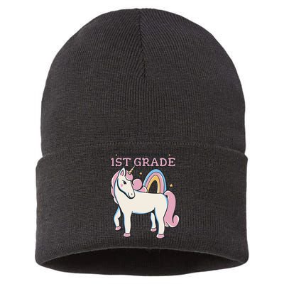 I'm Ready To Crush 1st Grade Rainbow Unicorn Sustainable Knit Beanie