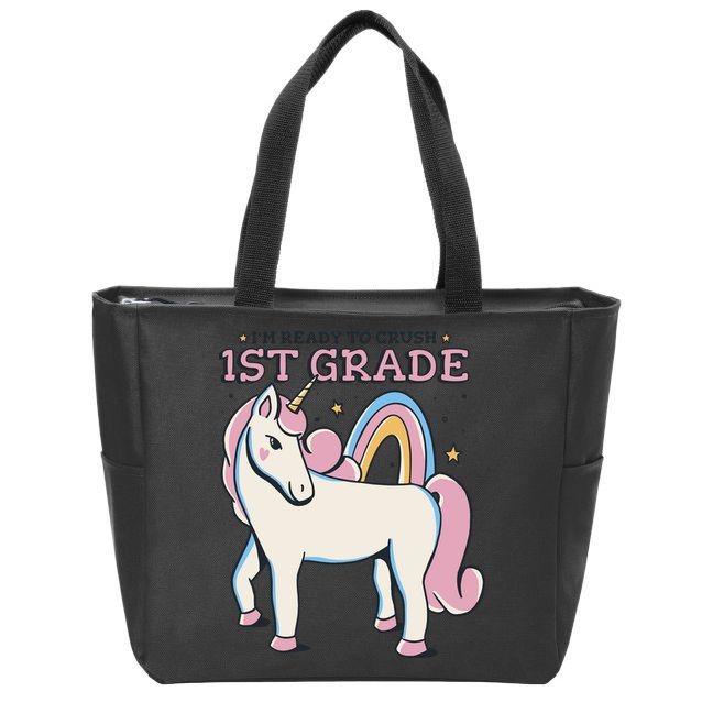 I'm Ready To Crush 1st Grade Rainbow Unicorn Zip Tote Bag