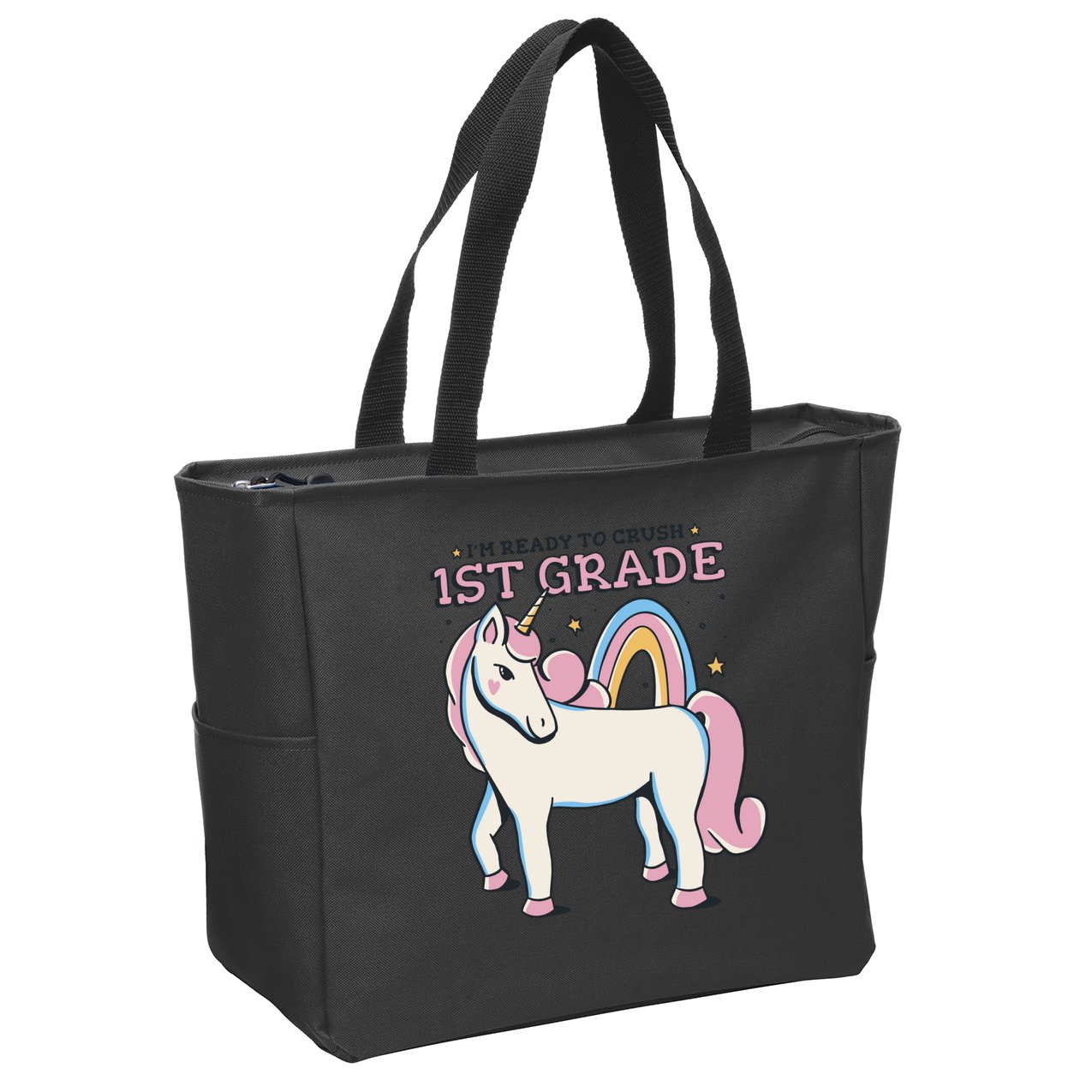 I'm Ready To Crush 1st Grade Rainbow Unicorn Zip Tote Bag