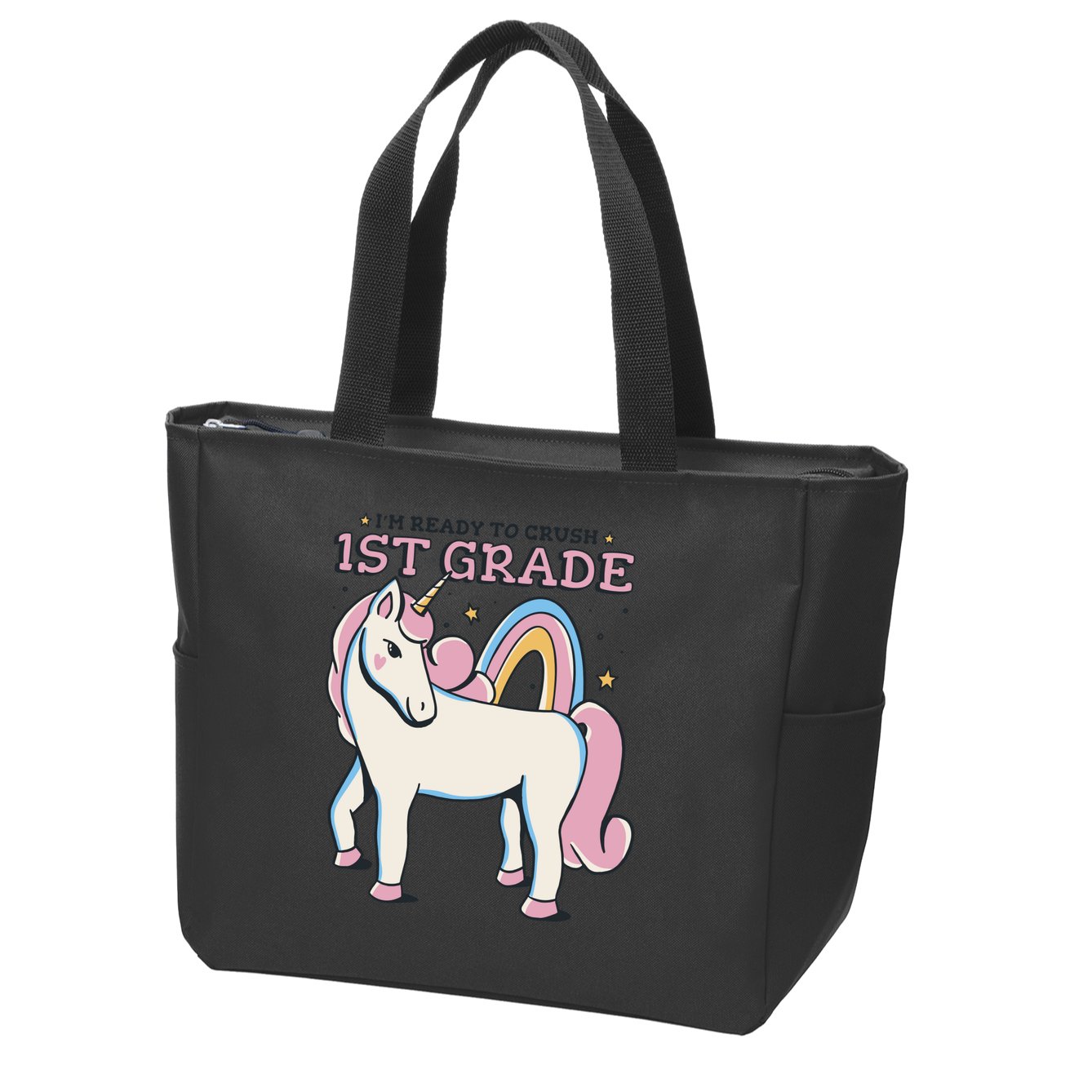 I'm Ready To Crush 1st Grade Rainbow Unicorn Zip Tote Bag