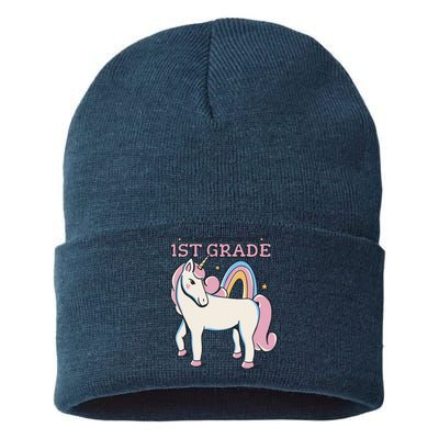 I'm Ready To Crush 1st Grade Rainbow Unicorn Sustainable Knit Beanie