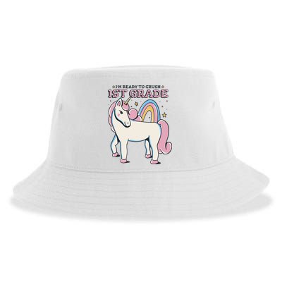 I'm Ready To Crush 1st Grade Rainbow Unicorn Sustainable Bucket Hat