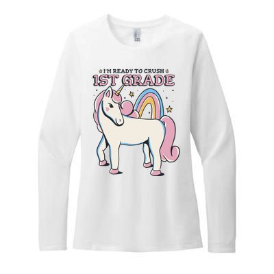 I'm Ready To Crush 1st Grade Rainbow Unicorn Womens CVC Long Sleeve Shirt