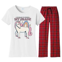 I'm Ready To Crush 1st Grade Rainbow Unicorn Women's Flannel Pajama Set