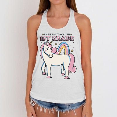 I'm Ready To Crush 1st Grade Rainbow Unicorn Women's Knotted Racerback Tank