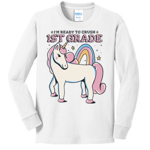 I'm Ready To Crush 1st Grade Rainbow Unicorn Kids Long Sleeve Shirt