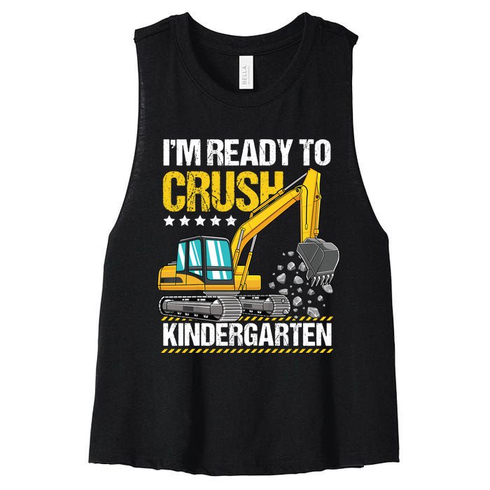 I'm Ready To Crush Kindergarten Construction Vehicle Boy Women's Racerback Cropped Tank