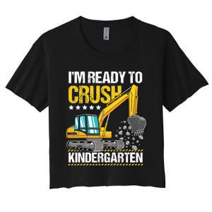 I'm Ready To Crush Kindergarten Construction Vehicle Boy Women's Crop Top Tee