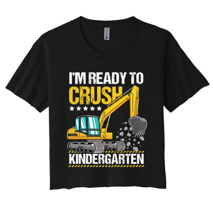 I'm Ready To Crush Kindergarten Construction Vehicle Boy Women's Crop Top Tee