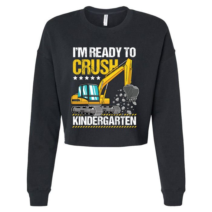 I'm Ready To Crush Kindergarten Construction Vehicle Boy Cropped Pullover Crew