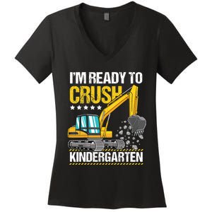 I'm Ready To Crush Kindergarten Construction Vehicle Boy Women's V-Neck T-Shirt