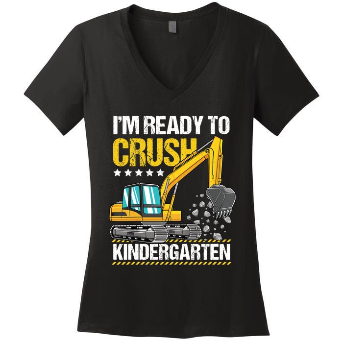 I'm Ready To Crush Kindergarten Construction Vehicle Boy Women's V-Neck T-Shirt