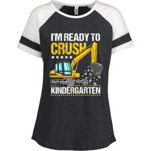 I'm Ready To Crush Kindergarten Construction Vehicle Boy Enza Ladies Jersey Colorblock Tee