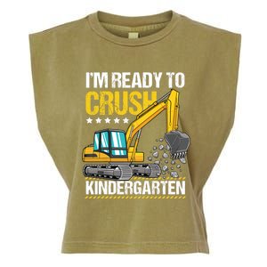 I'm Ready To Crush Kindergarten Construction Vehicle Boy Garment-Dyed Women's Muscle Tee