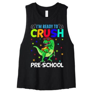 Im Ready To Crush Preschool T Rex Dinosaur Back To School Women's Racerback Cropped Tank