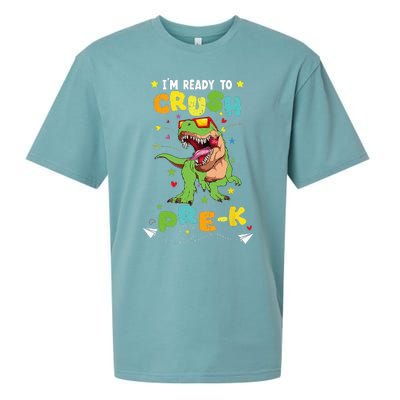 Im Ready To Crush Pre K T Rex Dinosaur Back To School Boy Sueded Cloud Jersey T-Shirt