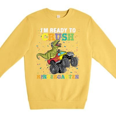 I'm Ready To Crush Kindergarten Monster Truck Dinosaur Premium Crewneck Sweatshirt