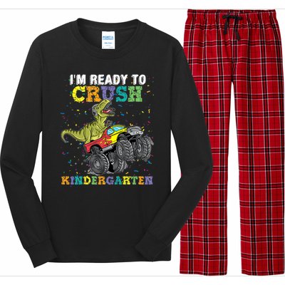 I'm Ready To Crush Kindergarten Monster Truck Dinosaur Long Sleeve Pajama Set