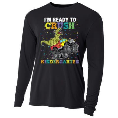 I'm Ready To Crush Kindergarten Monster Truck Dinosaur Cooling Performance Long Sleeve Crew