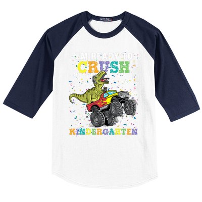 I'm Ready To Crush Kindergarten Monster Truck Dinosaur Baseball Sleeve Shirt