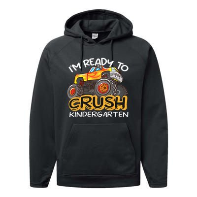 Im Ready To Crush Kindergarten Dinosaur First Day Of School Performance Fleece Hoodie