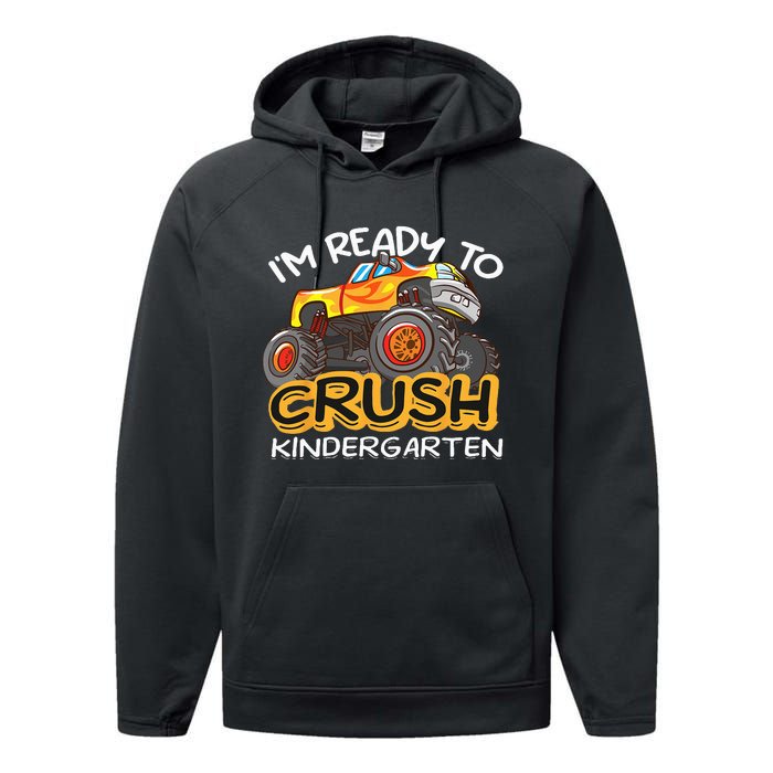 Im Ready To Crush Kindergarten Dinosaur First Day Of School Performance Fleece Hoodie